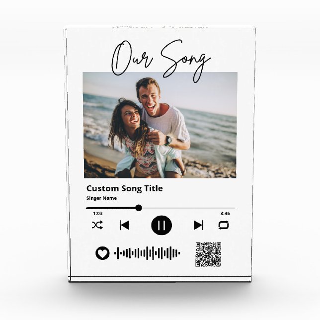 Bloc Photo Musique de Mariage Notre Chanson Code QR Scannable (Devant)