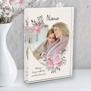 Bloc Photo Nana Fleurs roses géométriques or Cœur en forme