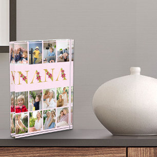 Bloc Photo Nana Gold Floral Letters 12 Collage photo vertical