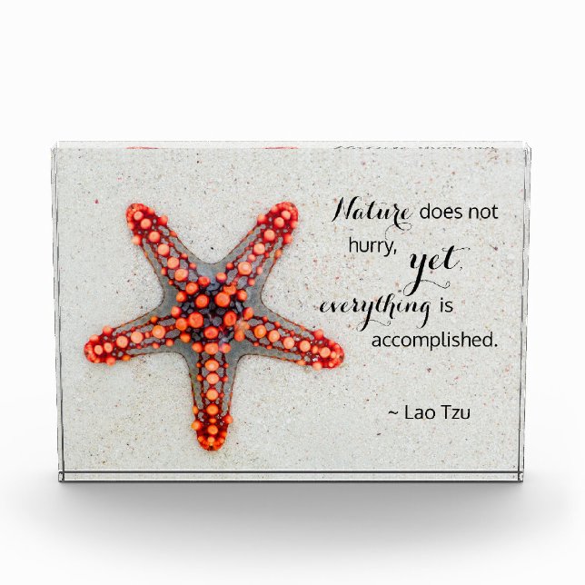 Bloc Photo Nature Print Starfish avec Lao Tzu Citation (Devant)
