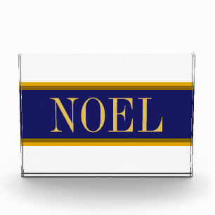 Bloc Photo NOEL Elegant Marine Bleu Blanc rayures de Noël