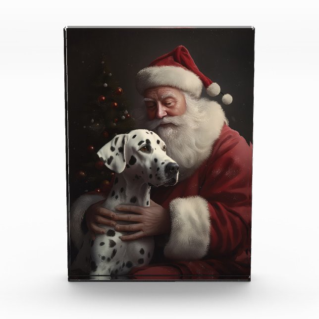 Bloc Photo Noël festif Dalmatien avec le Père Noël (Devant)