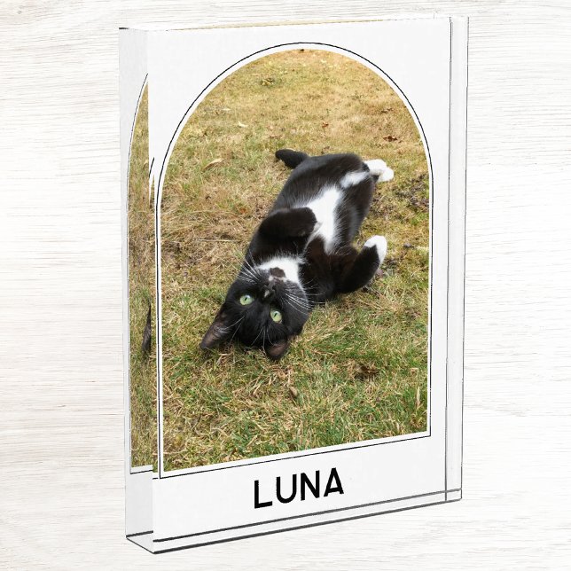 Bloc Photo Nom de compagnie personnalisé Arche moderne (Modern arch photo block with personalized custom name text, ideal for family or pet photos)