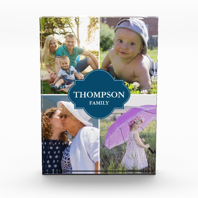 Bloc Photo Nom de famille personnalisé et photos Cimier bleu (Devant)