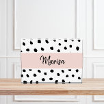 Bloc Photo Nom du monogramme moderne | Points rose et noir Pa<br><div class="desc">Nom du monogramme moderne | Points rose et noir Pastel</div>