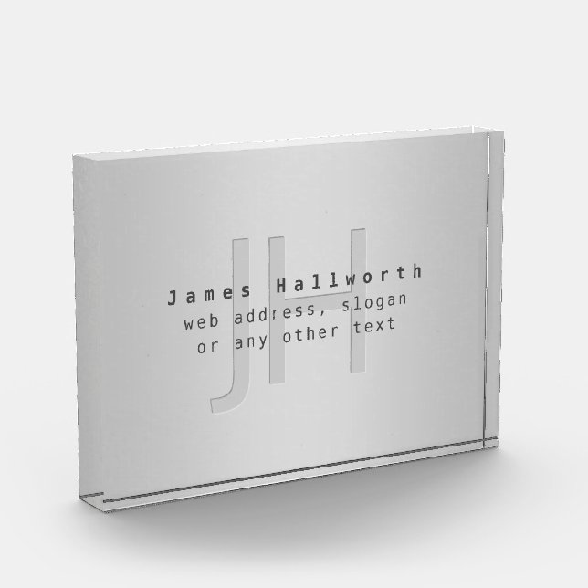 Bloc Photo Nom et slogan éditable moderne | Dégradé gris  (Gauche)