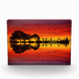 Bloc Photo Nom guitariste orange moderne Aquarelle
