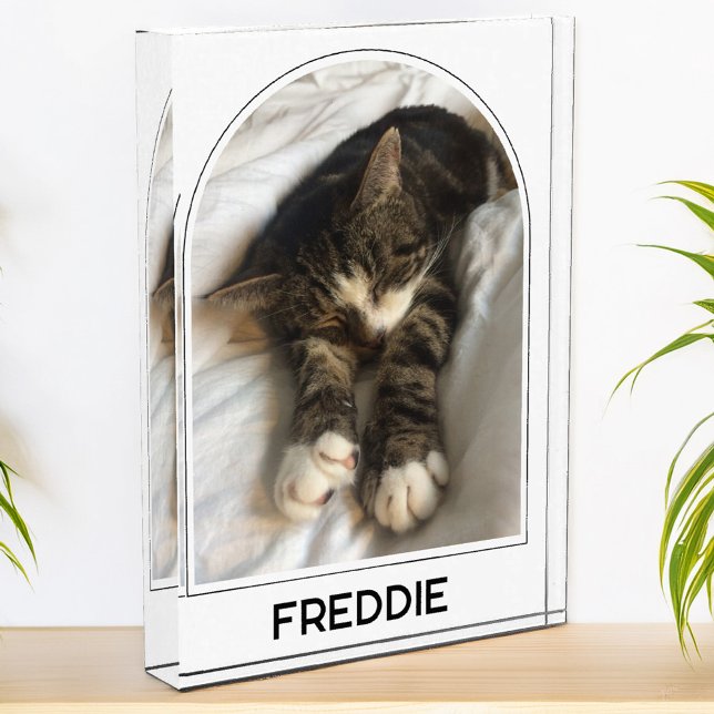 Bloc Photo Nom personnalisé de l'animal de compagnie Arc mode (Modern arch photo personalized custom name photo block for family or pet pictures)