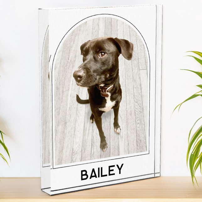 Bloc Photo Nom personnalisé de l'animal de compagnie Arc mode (Modern arch photo personalized custom name photo block for family or pet pictures)