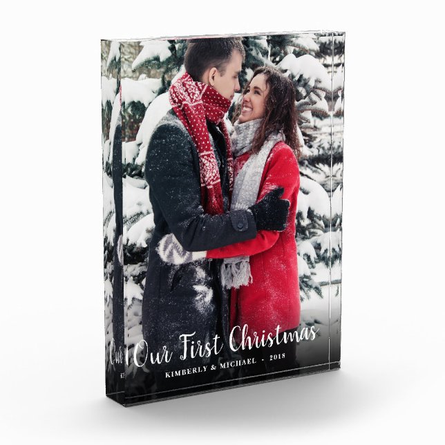 Bloc Photo Notre premier Noël couplent ensemble des vacances (Gauche)