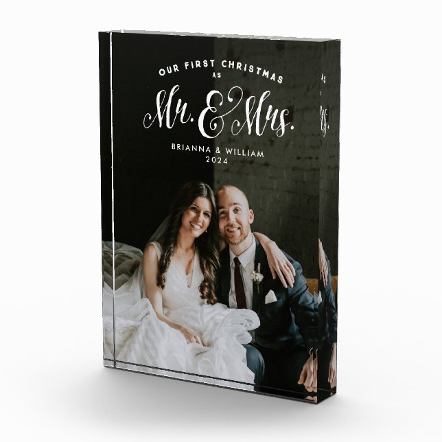 Bloc Photo Notre premier Noël jeunes mariés Mme et Mme Photo  (Droite)