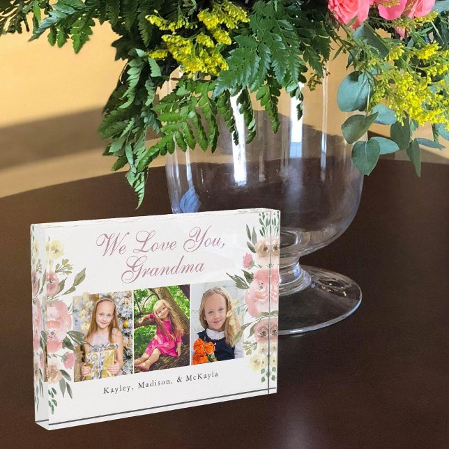 Bloc Photo Nous t'aimons Mamie Jolie Fête des Mères Florales (Créateur téléchargé)