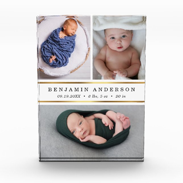 Bloc Photo Nouveau bébé moderne statistiques de naissance pho (Devant)