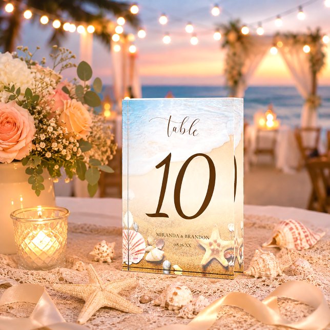 Bloc Photo Numéro de table de mariage moderne plage étoile de (Créateur téléchargé)