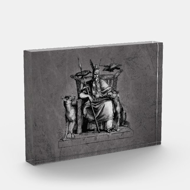 Bloc Photo Odin ravens on his stone throne viking mythology (Gauche)