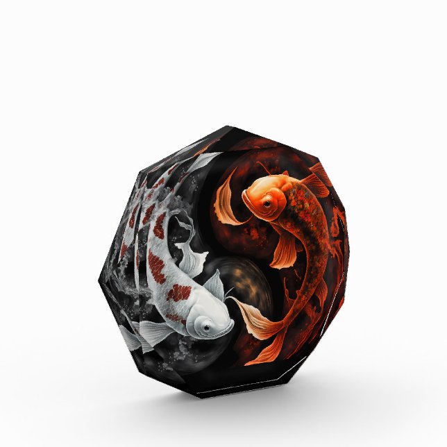 Bloc Photo Orange Et Blanc Lucky Koi Poisson Japon Art (Gauche)