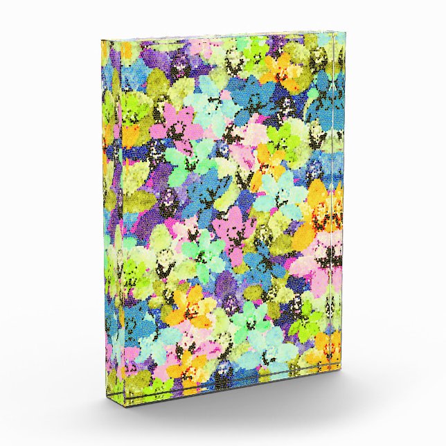 Bloc Photo Orchidées En Verre De Couleur Multiples, (Gauche)