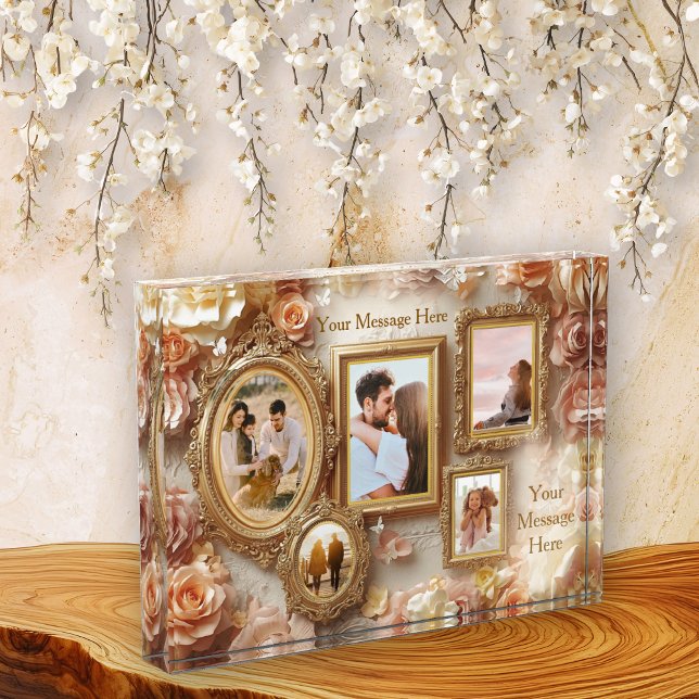 Bloc Photo Ornate Floral Frames with Soft Gold Botanical Glow (Créateur téléchargé)