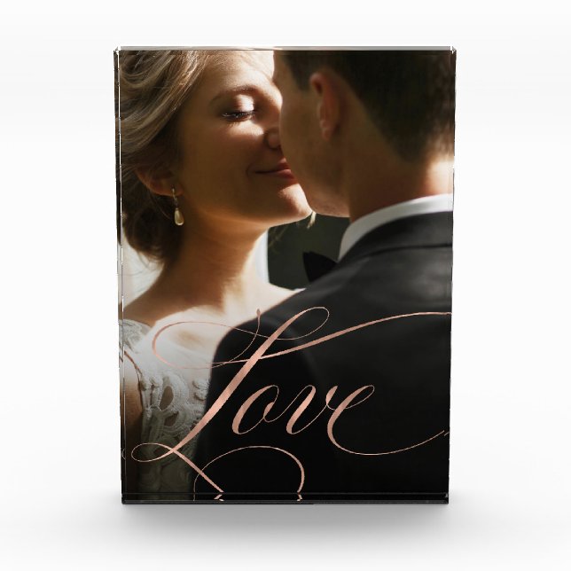 Bloc Photo Ornate Love | Calligraphie Fausse Rose Gold (Devant)