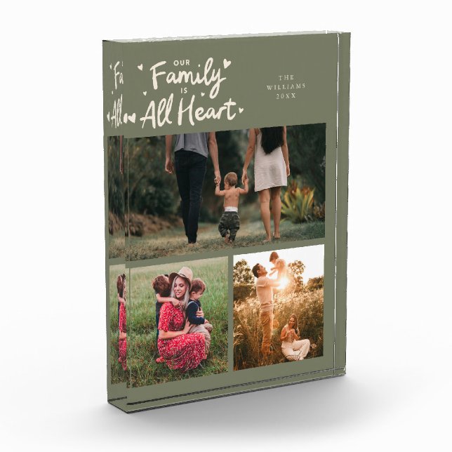 Bloc Photo Our Family Is All Heart Sage Green (Gauche)