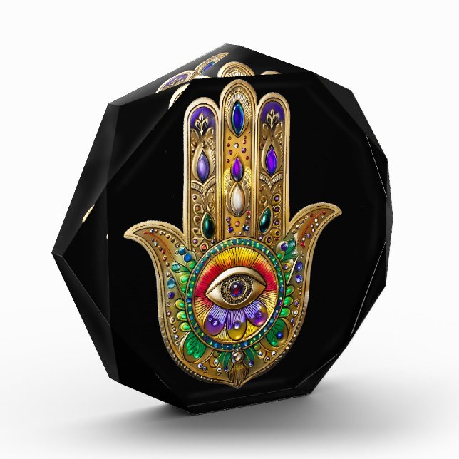 Bloc Photo Painted Gold Hamsa Amethyst Ruby Third Eye (Gauche)