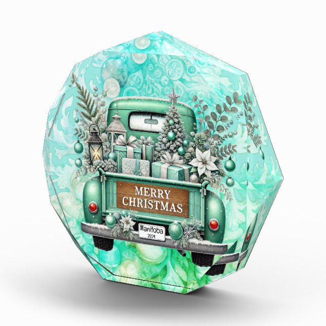 Bloc Photo Pale Green Camion Vintage Joyeux Noël (Droite)