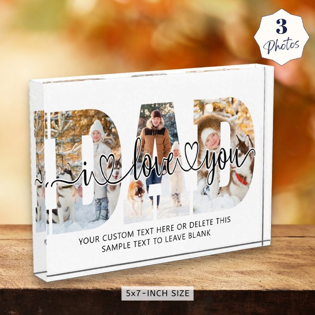 Bloc Photo Papa I Love You 3 Photo Collage Script Coeurs (Créateur téléchargé)