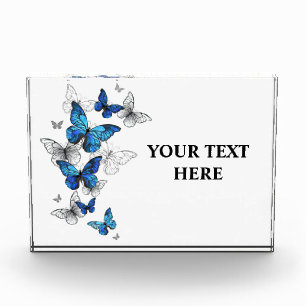 Bloc Photo Papillons volants bleus Morpho