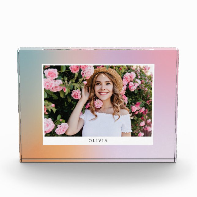 Bloc Photo Pastel moderne arc-en-ciel rose giro photo cadeau  (Devant)