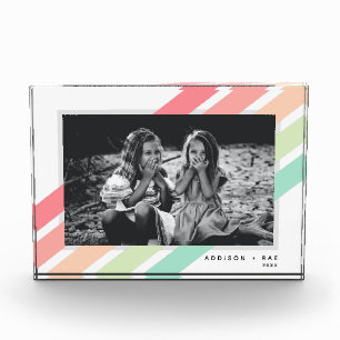 Bloc Photo Pastel Rainbow Personnalisé Nom Cadeau