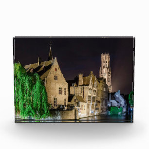Bloc Photo Peinture de la vieille ville de Bruges et tour du