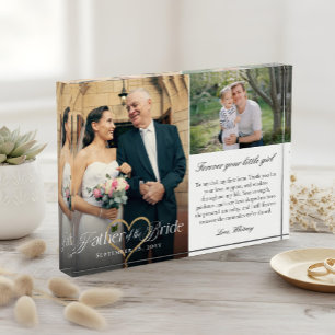 Bloc Photo Père de la mariée Cœur de mariage Then & Now Photo