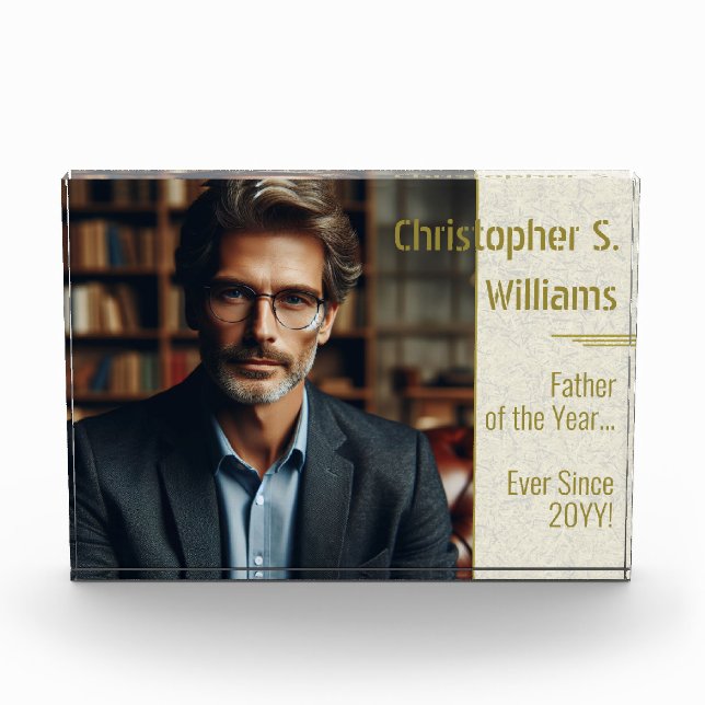 Bloc Photo Père de l'année personnalisé depuis l'or (Devant)