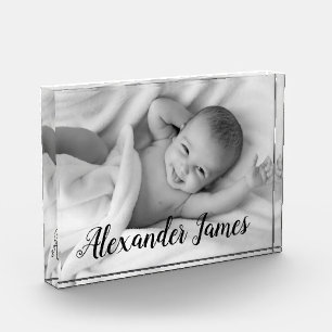 Bloc Photo Personnalisé Elegant Baby Name Script Photo cadeau