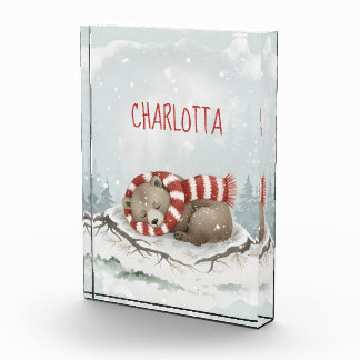 Bloc photo personnalisé Sleeping Bear, nom personn