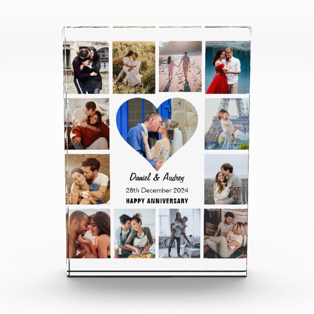Bloc Photo Personnaliser Heart Photo Collage Anniversaire Cad (Devant)