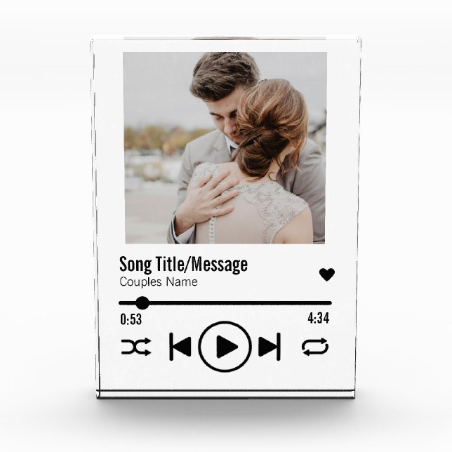 Bloc Photo Personnalized Newlywed Photo Song Playlist (Devant)