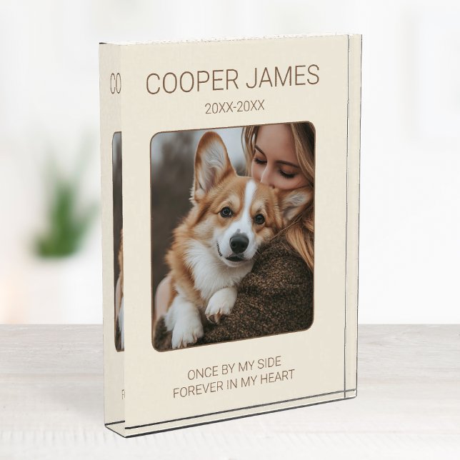 Bloc Photo Pet Memorial Moderne Simple Sympathie Keepsaké Chi (Pet Memorial Modern Simple Sympathy Keepsake Dog Photo Block)