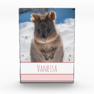 Bloc Photo Petites filles roses Quokka personnalisée sur la p