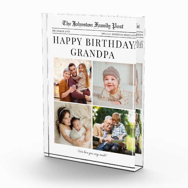 Bloc Photo Photo Block, Newspaper Photo Collage pour grand-pè (Droite)