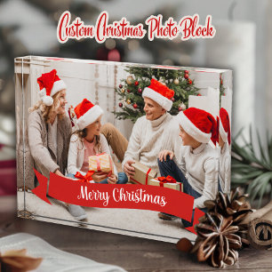 Bloc Photo Photo de famille personnalisée avec Joyeux Noël