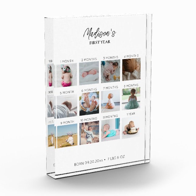 Bloc Photo Photo de la première année du bébé Collage Statist (Gauche)