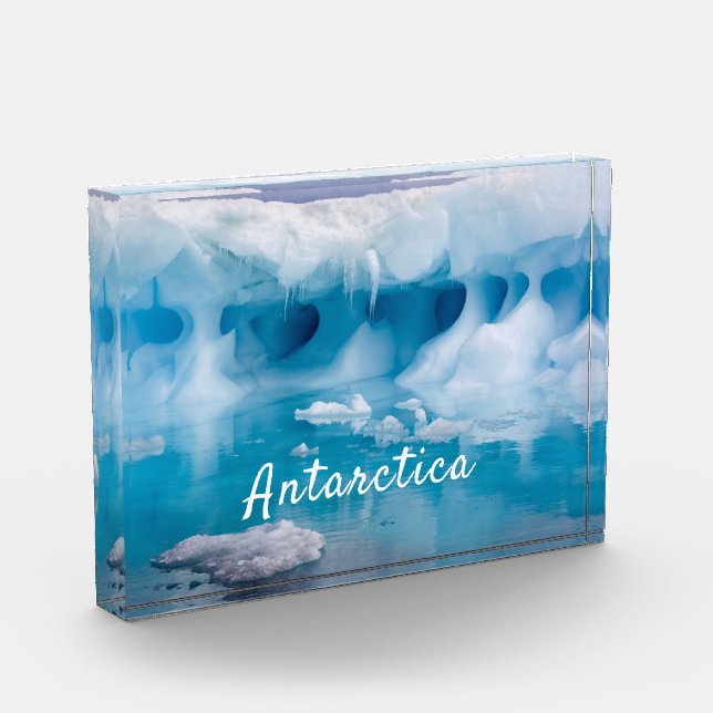 Bloc Photo Photo de l'iceberg Antarctique avec texte (Gauche)