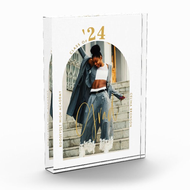Bloc Photo Photo de script or moderne 2024 Graduation minimal (Gauche)