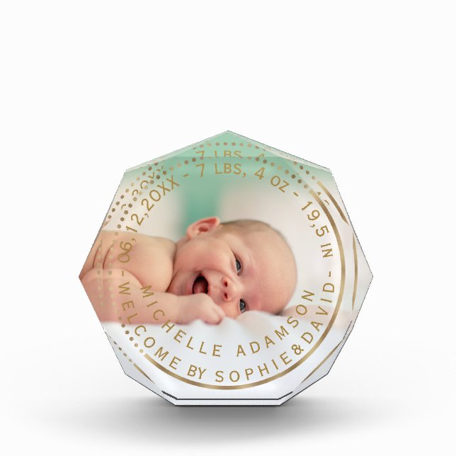 Bloc Photo Photo Gold Faire-part de naissance Keepsaké Gemsto (Devant)