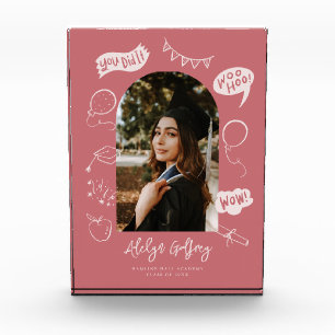 Bloc Photo Photo moderne Doodle Graduation Blush Rose Keepsak