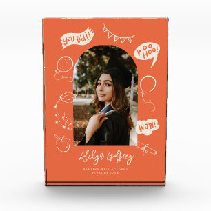 Bloc Photo Photo moderne Doodle Graduation Orange Keepsaké