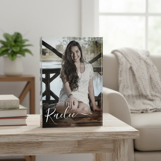 Bloc Photo Photo personnalisée Nom personnalisé Elegant Keeps (Custom Photo Personalized Name Elegant Keepsake)