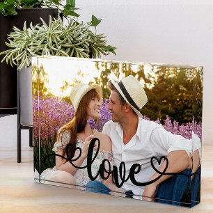 Bloc Photo Photo romantique avec amour et coeurs Calligraphie