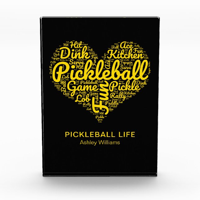 Bloc Photo Pickleball Player Word Typographie d'art personnal (Devant)